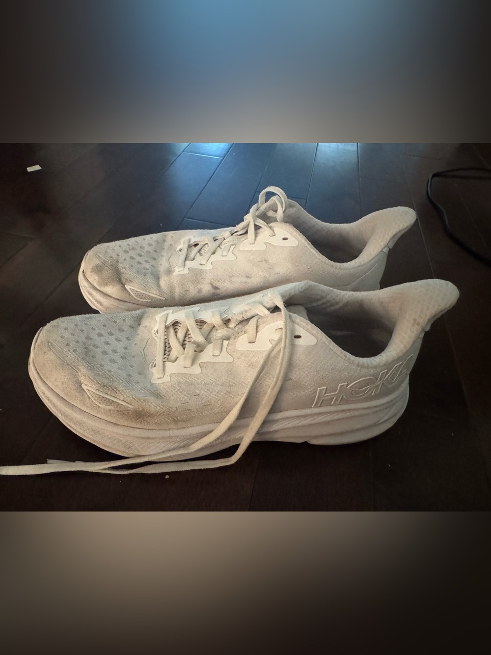 Hoka Men’s White Athletic Running Shoes clifton 9